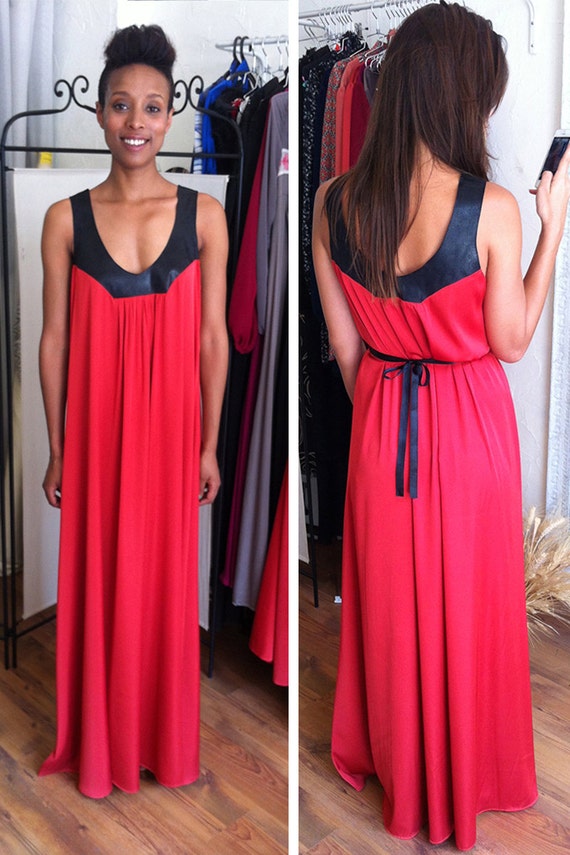 ON SALE Red Maxi Dress, Bohemian Long Dress, Oversized Dress, Evening ...