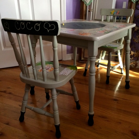 Upcycled Refurbished Wooden Children's Table and by Rococollage