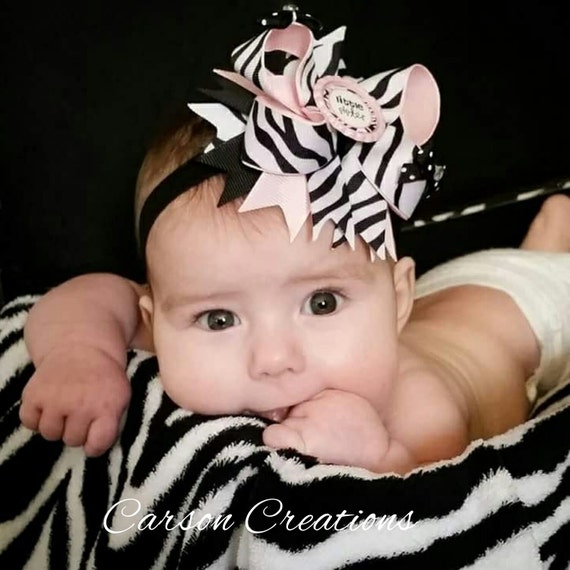 Little Sister Zebra bow headband Little by CarsonCreations07