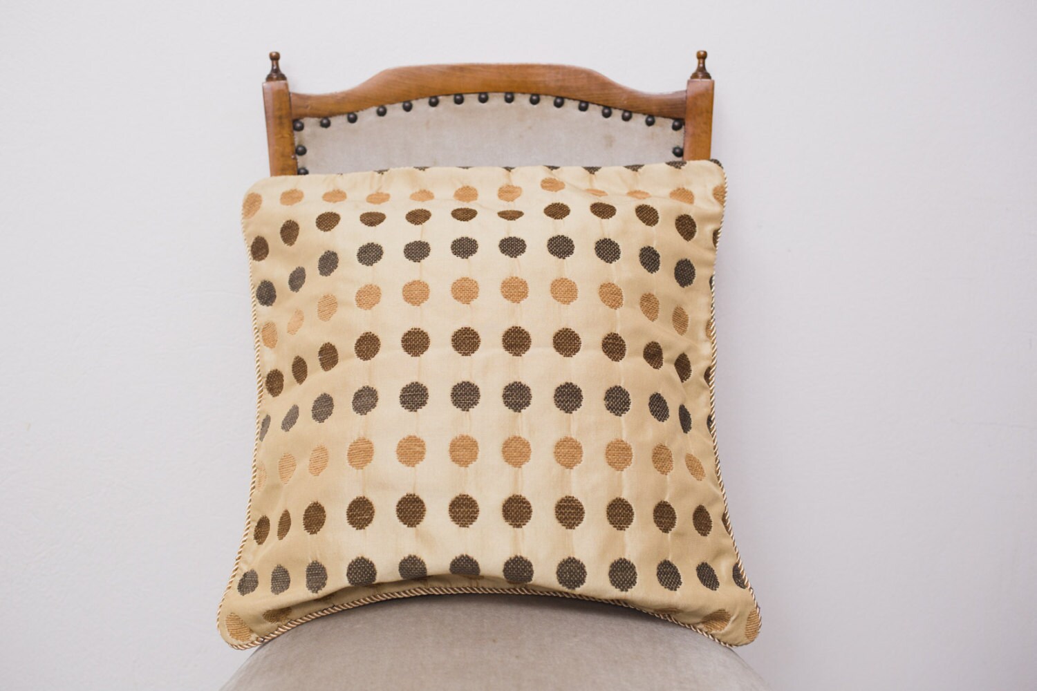 Polka Dot Pillow CoverChenille Gold Brown Beige Pillow