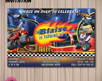 Blaze and the Monster Machines Birthday Invitation. Printable/Digital File.