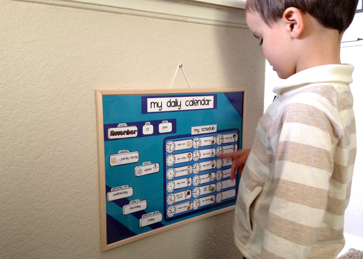 Daily Kids Calendar Schedule Activity & Chore Chart Velcro