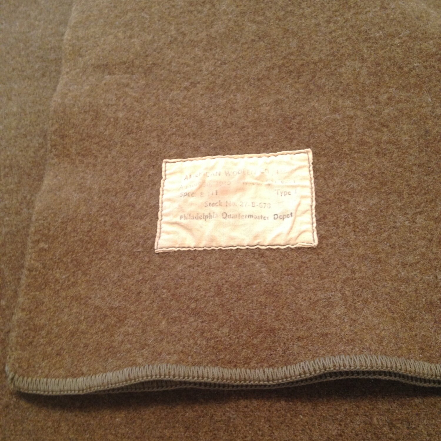 Vintage Wool Army Blanket 1940s . Military Blanket. Vintage