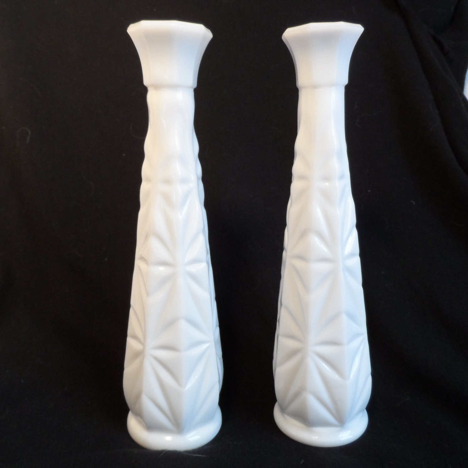 Milk Glass Bud VaseTall White Glass by BCScollectibles on Etsy