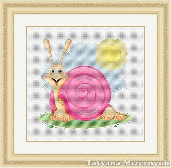 Cross stitch pattern "Snail on nature"