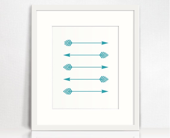 Teal arrows art print. Printable wall art. Tribal arrow home
