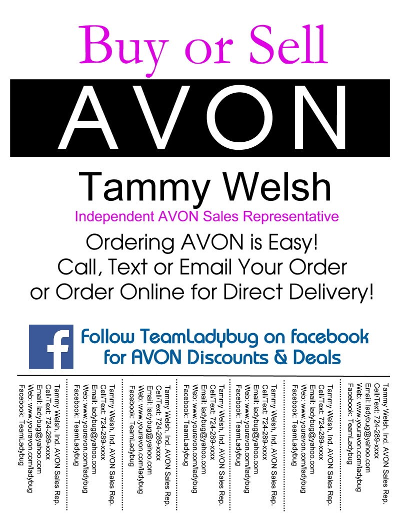 AVON Buy or Sell Bulletin Board Flyer Colorful and