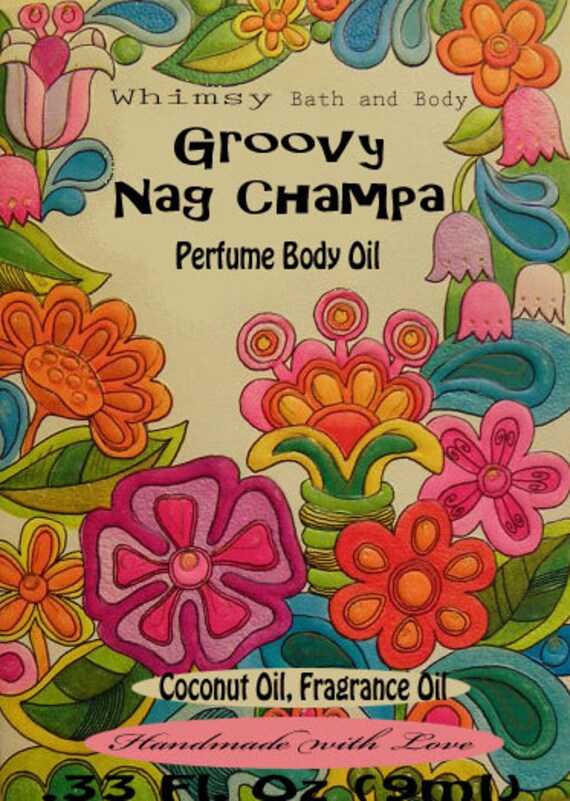 Groovy Nag Champa Premium Perfume Oil Roll On Whimsy Bath and Body