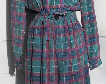 SALE Tartan Charles Guitard 1980s vintage dress