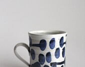 Mug in White with drippy blue polka-dots