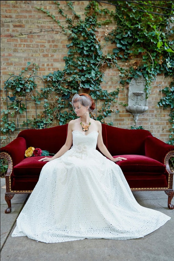 eyelet wedding gown