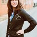 The Boyfriend Cardigan - custom monogram sweater - MENS / UNISEX cardigan - hand-printed initial on heather black jersey blend sweater