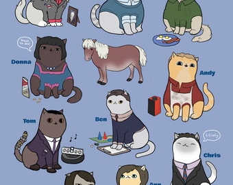 Parks & Recreation Cats - 9x12in. print