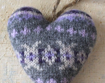 Lavender and Cream Heart Valentine Ornament, Valentine's Day Ornament, Valentines Decor, Valentines Heart