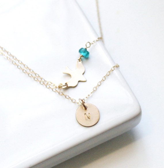 Download Items similar to Gold Layered Necklace Set/ Bird Necklace ...