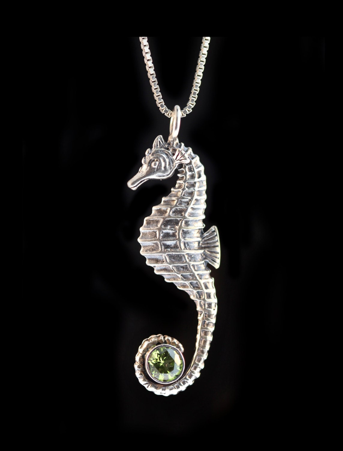 Seahorse Necklace Silver Seahorse With Blue Topaz Pendant