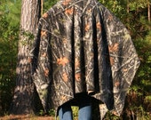 Camo Hooded Fleece Poncho with Crew or V-Neck Real Tree Camouflage