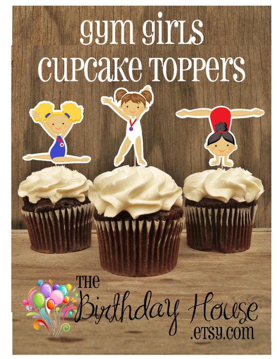 USA Gym Girls - Set of 12 Assorted Gymnast Cupcake Toppers by The Birthday House Il_570xn