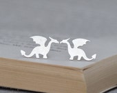 Dragon Stud Earrings in Sterling Silver, Dragon Ear Posts