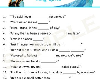 Items similar to Printable Frozen Riddles/Quiz and Answer Key Birthday ...