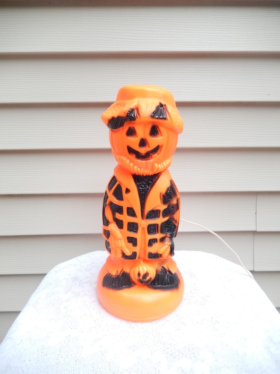 Scarecrow Blow Mold
 vintage Halloween decor scarecrow blow mold lights up by brixiana