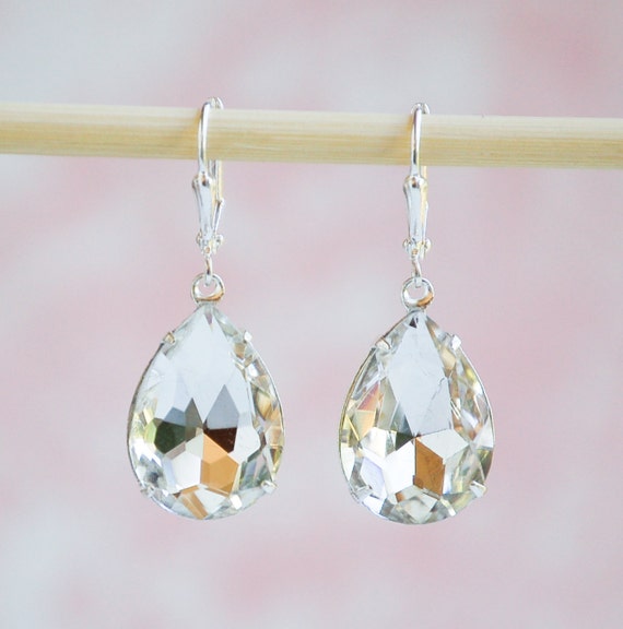 Items similar to Crystal Earrings, Bridal Earrings, Rhinestone Earrings ...