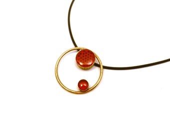 Gravity Necklace in Red (OOAK 3D printed pendant with enamel)