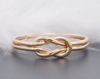 14k solid gold ring, infinity knot ring, hug ring, nautical knot ring ...