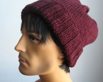 Knit Hat, Watchman Cap Slouchy Hat, The Alex Hat, Vegan Knits, Mens Fisherman Hat, Mens Slouchy Beanie, Mens Knit Hat