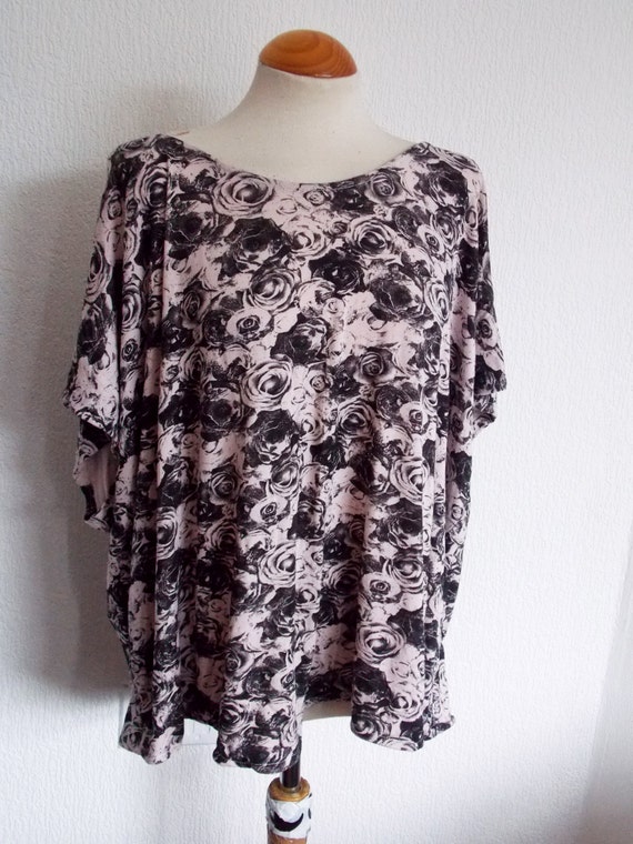 Pink and Black Floral Print Oversized Top