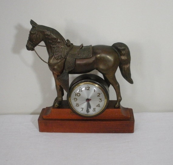 Vintage Sessions Bronze Tone Horse Clock by WildrosePrimitives