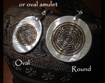 Hecate's Wheel,Strophalos Amulet, Mother of Pearl By Mickie Mueller