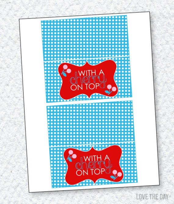 Cherry Party PRINTABLE Fold Over Tags (INSTANT DOWNLOAD) by Love The Day Il_570xn