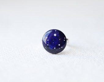 FREE WORLDWIDE SHIPPING - Stardust Deep Blue adjustable ring - Astronomy jewelry - night sky