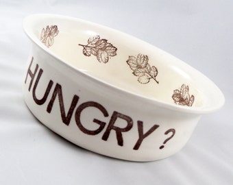 2 sizes PERSONALIZED DOG BOWL handmade ceramic white earthenware | large or small | personalized dog or cat bowl | food dish or water dish