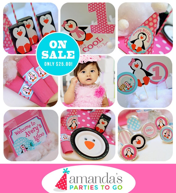Winter ONEderland Birthday | Penguin Party Decorations | Pink Winter Wonderland Printables | Girl Winter Birthday | Amanda's Parties To Go Il_570xn