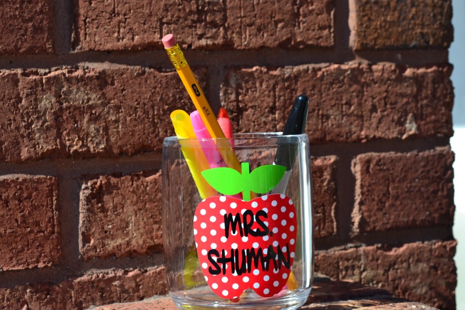 Teacher Apple Desk Pencil Cup Personalized Teacher Gift