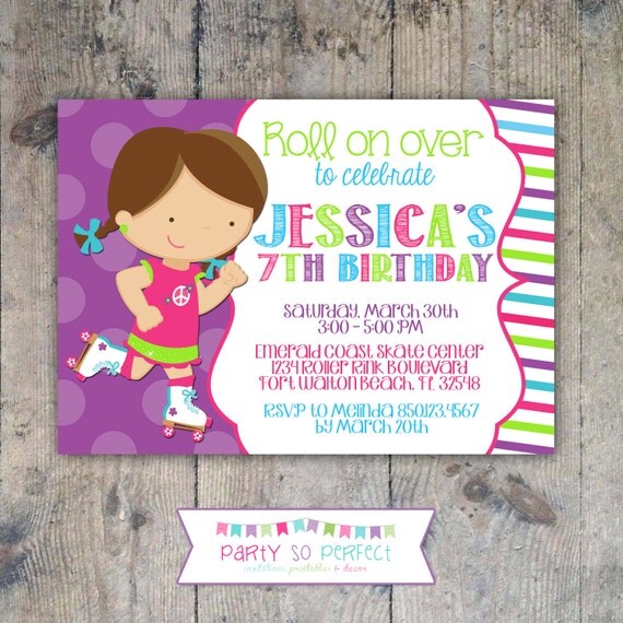 ROLLER SKATE 5x7 Birthday Party Invitation - PRINTABLE Il_570xn