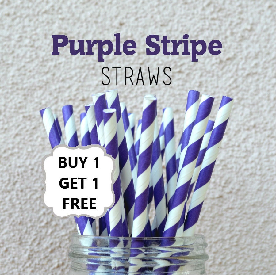 SALE Purple Paper Straws Buy 1 Get 1 FREE Set by MyLittleOtter