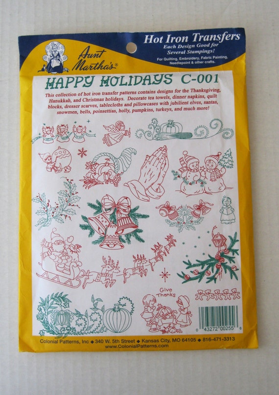 Aunt Marthas Happy Holidays Embroidery Transfer by QuiltCitySue