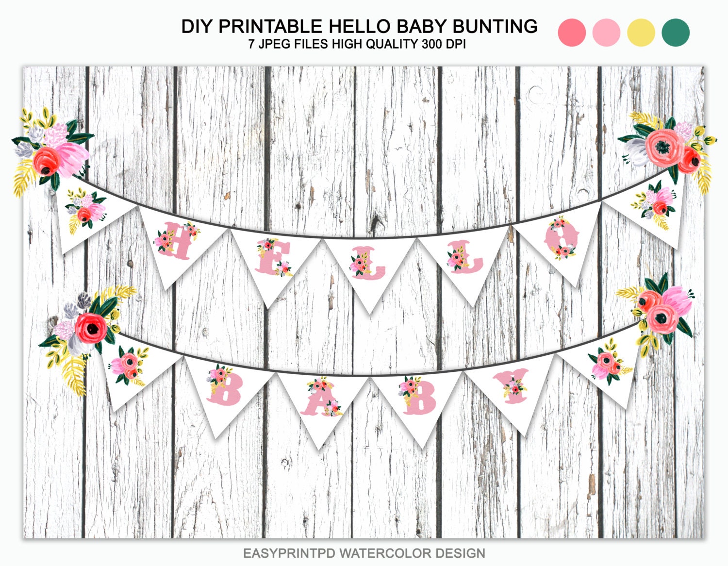 DIY Printable Baby Shower Bunting Instant Download Baby