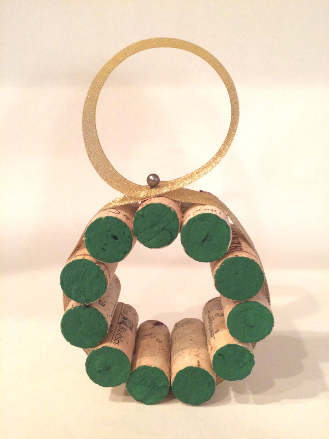 Green Christmas Wreath Cork Ornament