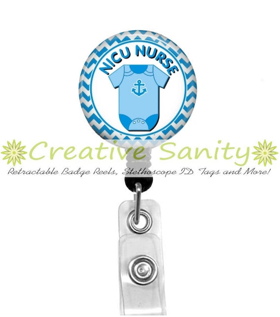 Nurse Retractable ID Badge Holder Blue Onsie by CreativeSanity