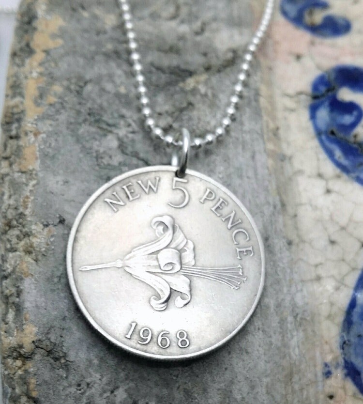 Coin Jewelry LILY NECKLACE vintage Guernsey by FindsAndFarthings