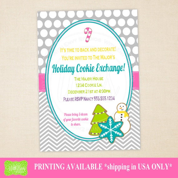 Cookie Exchange Invitation - Printable Cookie Exchange Invitation - Cookie Exchange Invite - Cookie Swap Il_570xn