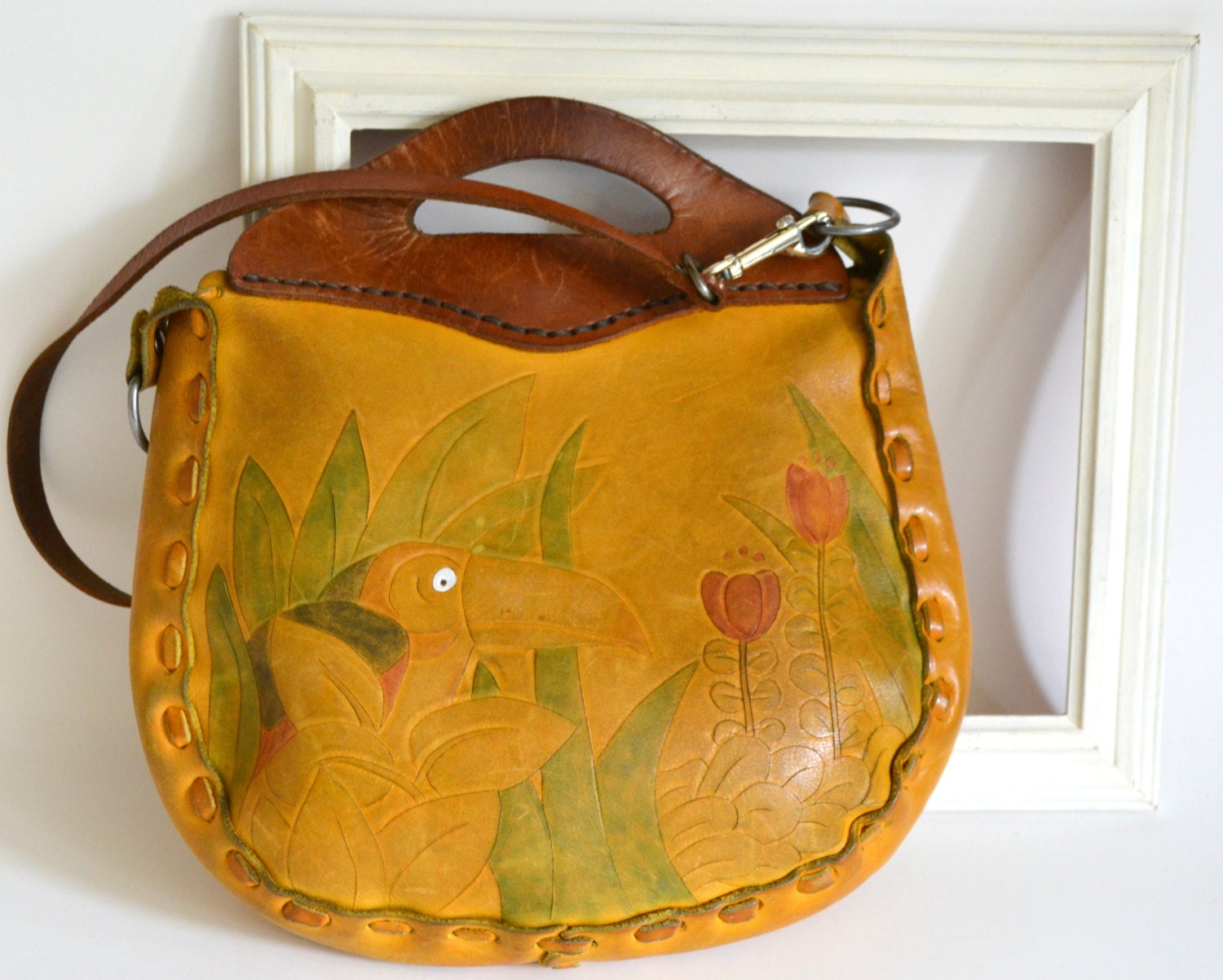 Vintage Leather Boho Purse Handbag Shoulder by ThePaisleyWhale