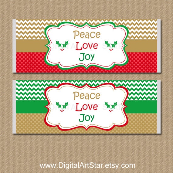 Christmas Candy Labels Holiday Candy Bar Wrappers