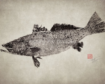 GYOTAKU print traditional Japanese fish art by FishingForGyotaku