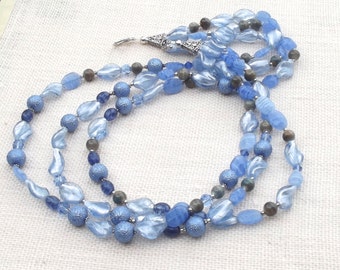 Blue Necklace Blue Jewelry Cornflower Blue Necklace Gemstone Jewelry Blue Gemstone Jewelry Multi-Strand Necklace Baby Blue Jewelry