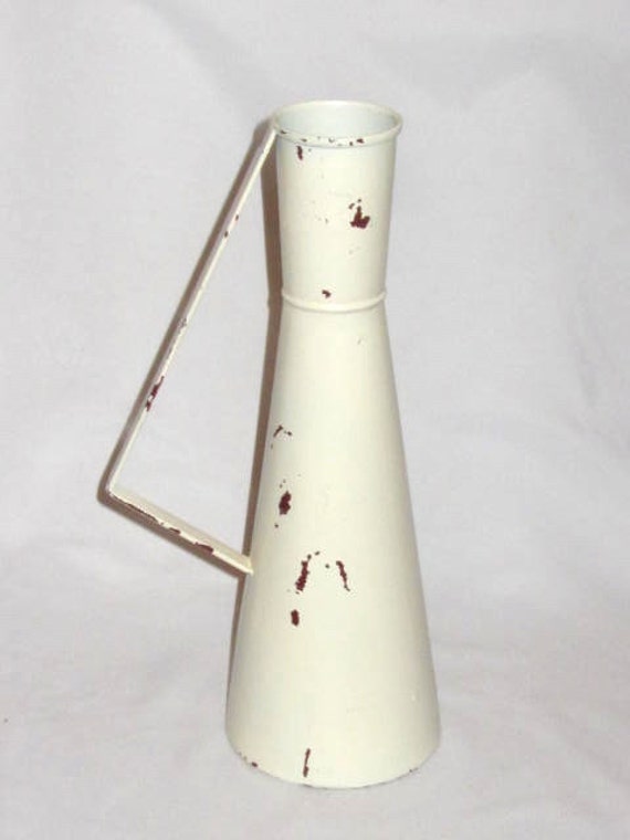 Vintage Farm house White Tin Pitcher Vase by sboutte on Etsy